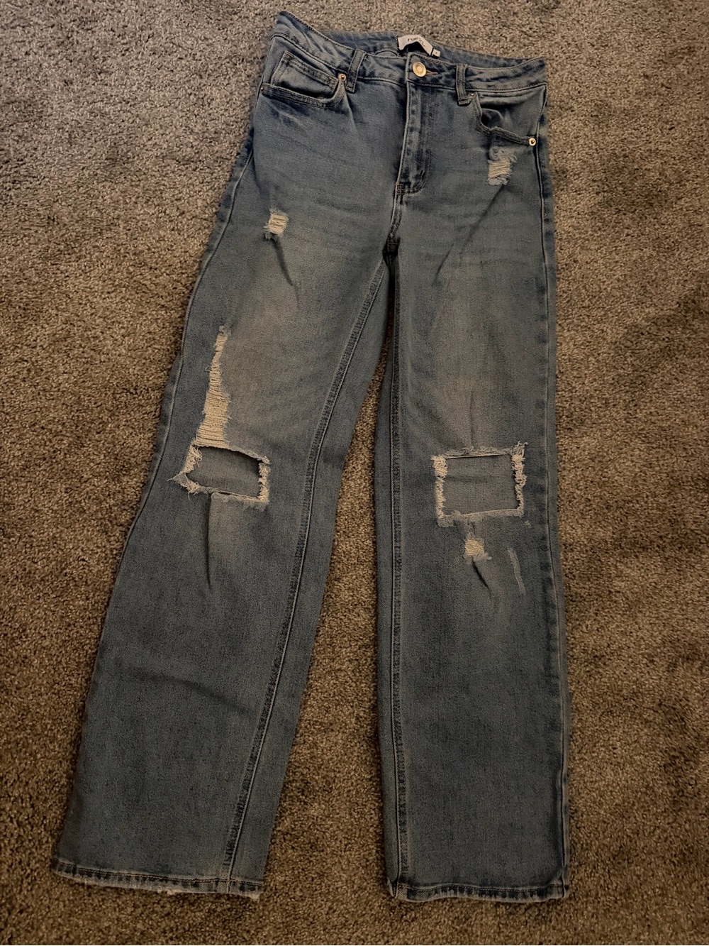 Rue21 Light Blue Distressed Wide-Leg Jeans